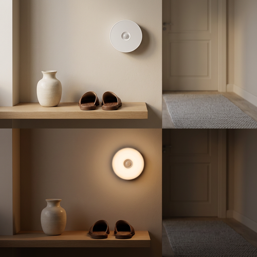Motion Sensor Night Light — Wireless, Rechargeable, Warm Glow