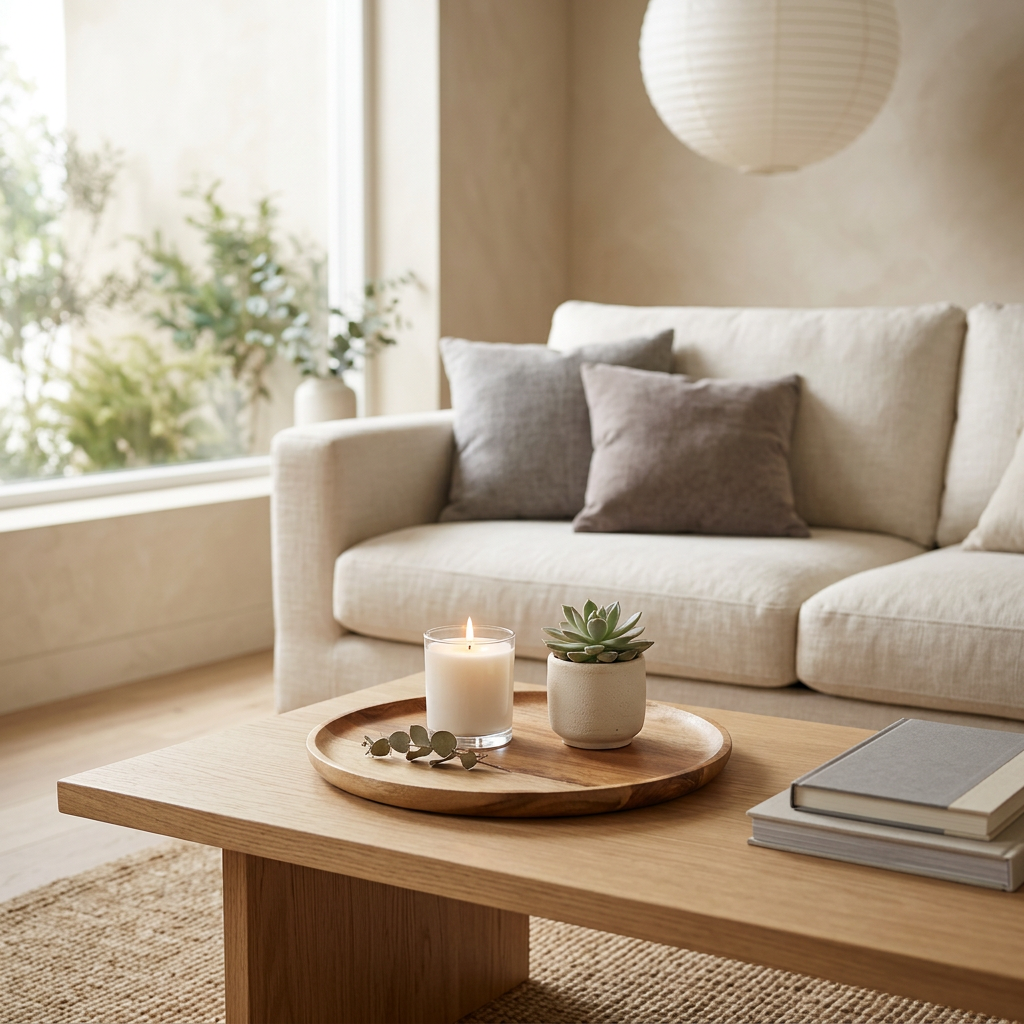 Round Wooden Serving Tray — Natural Wood Decorative Platter