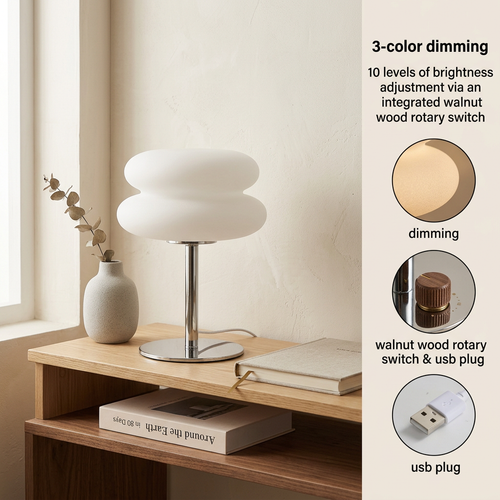 Ambient Glow Table Lamp — 3-Colour Dimmable, USB Powered