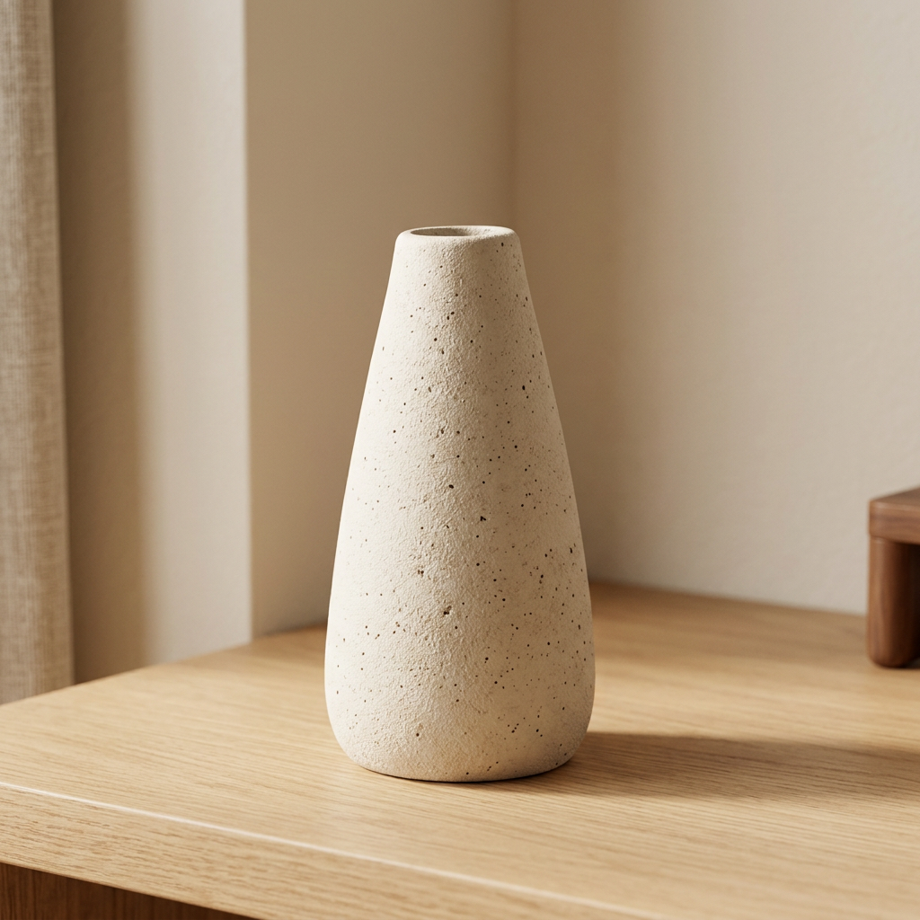 Minimalist Ceramic Vase — Nordic Sculptural Vase for Dried & Fresh Flowers