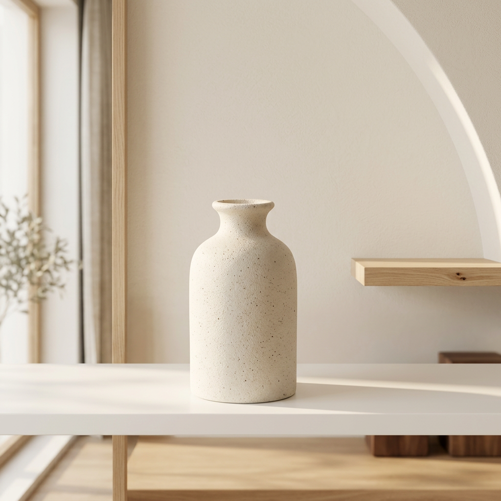 Minimalist Ceramic Vase — Nordic Sculptural Vase for Dried & Fresh Flowers