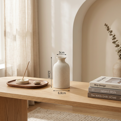 Minimalist Ceramic Vase — Nordic Sculptural Vase for Dried & Fresh Flowers