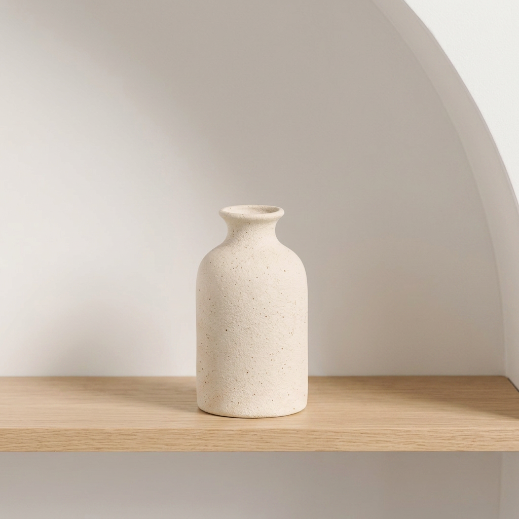 Minimalist Ceramic Vase — Nordic Sculptural Vase for Dried & Fresh Flowers