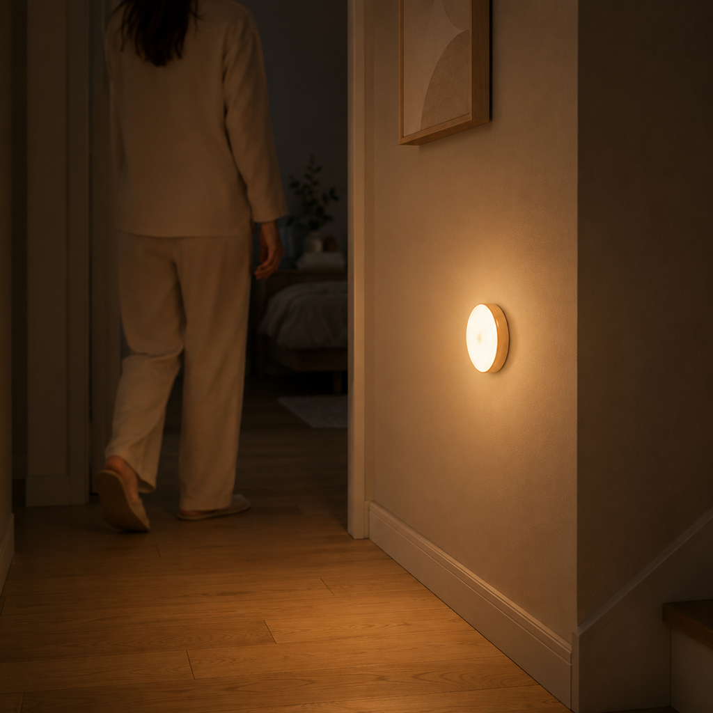 Warm LED night light for hallway and bathroom