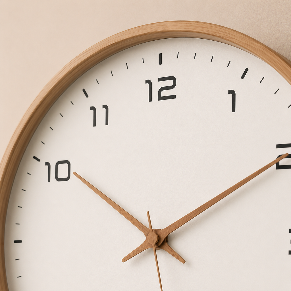 Minimalist wooden wall clock for calm home decor