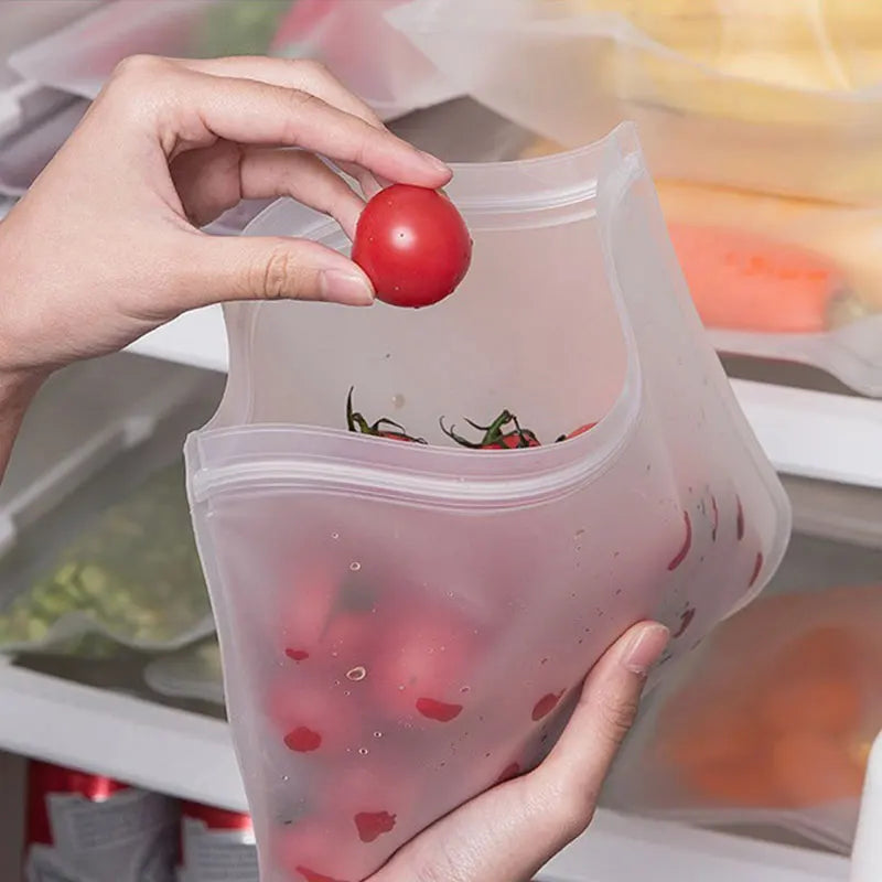 Reusable Silicone Food Storage Bags (Set of 5) — Leakproof & Freezer-Safe