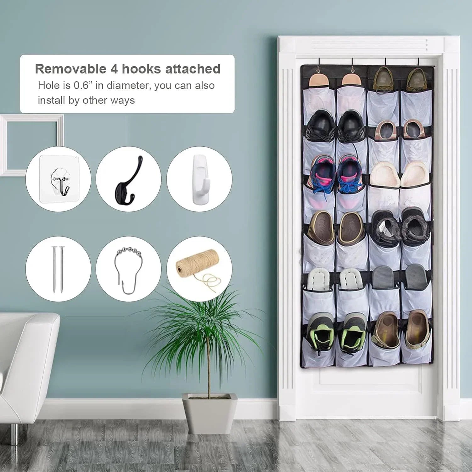Over-Door Storage Organiser — 24 Pockets, Zero Drilling