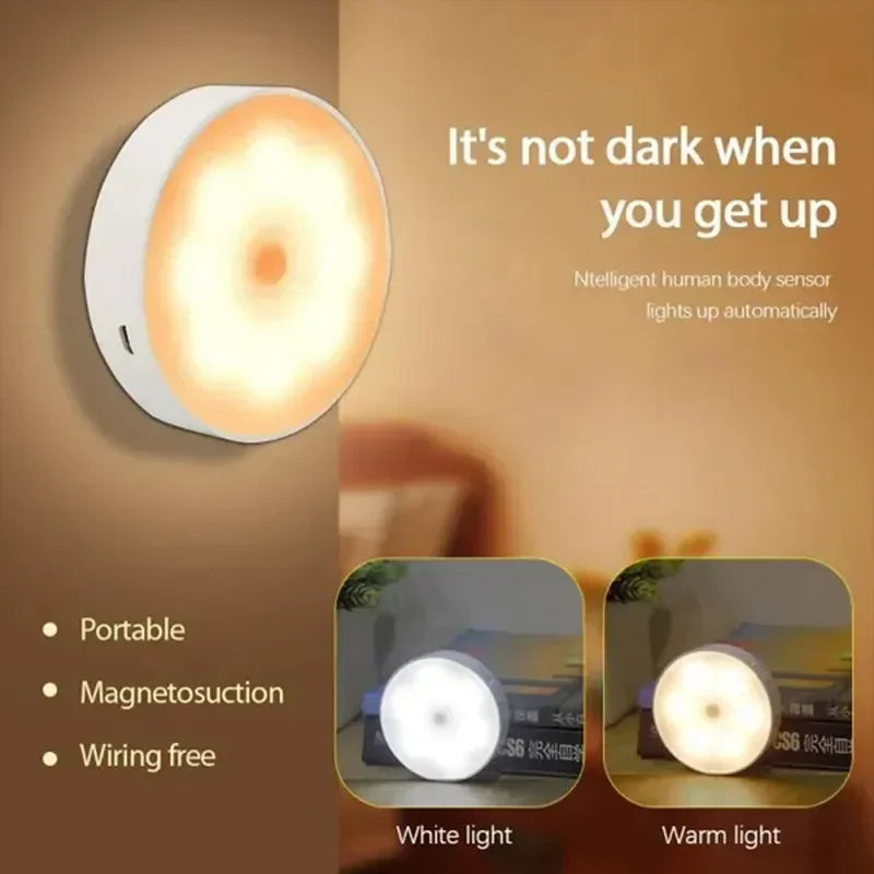 Motion Sensor Night Light — Wireless, Rechargeable, Warm Glow