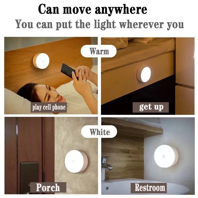 Motion Sensor Night Light — Wireless, Rechargeable, Warm Glow