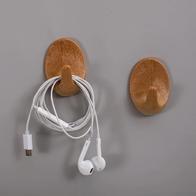 Wooden Wall Hooks (Set of 3) — Self-Adhesive, No Drilling