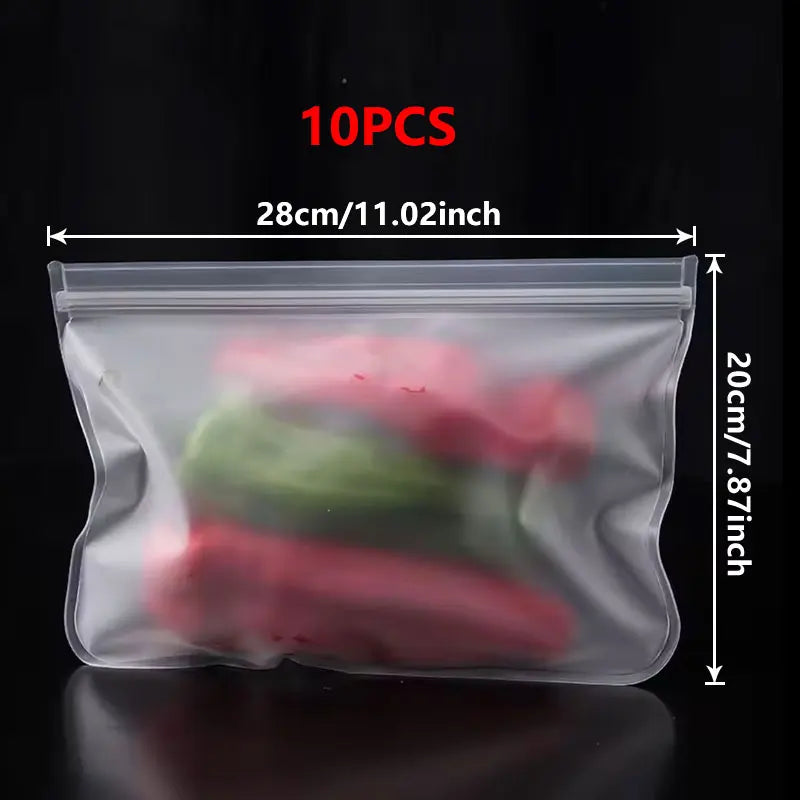 Reusable Silicone Food Storage Bags (Set of 5) — Leakproof & Freezer-Safe