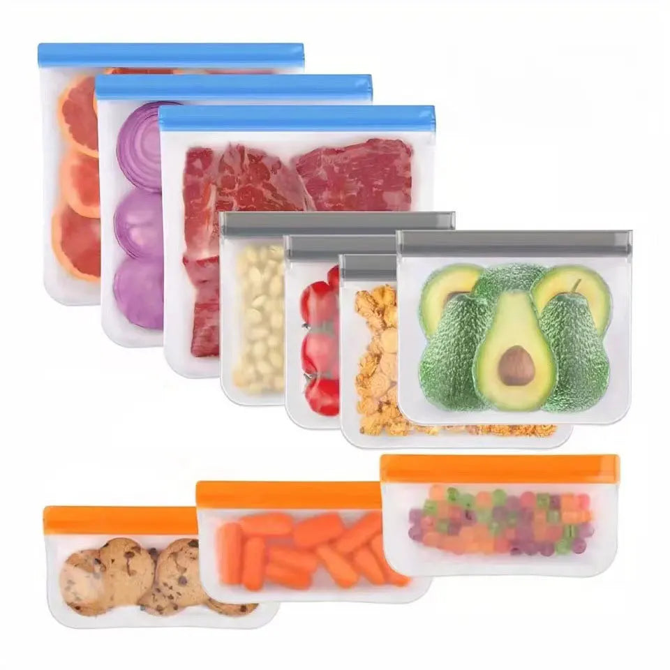Reusable Silicone Food Storage Bags (Set of 5) — Leakproof & Freezer-Safe