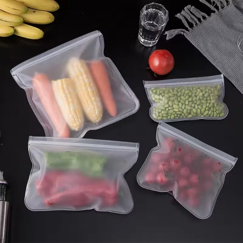 Reusable Silicone Food Storage Bags (Set of 5) — Leakproof & Freezer-Safe