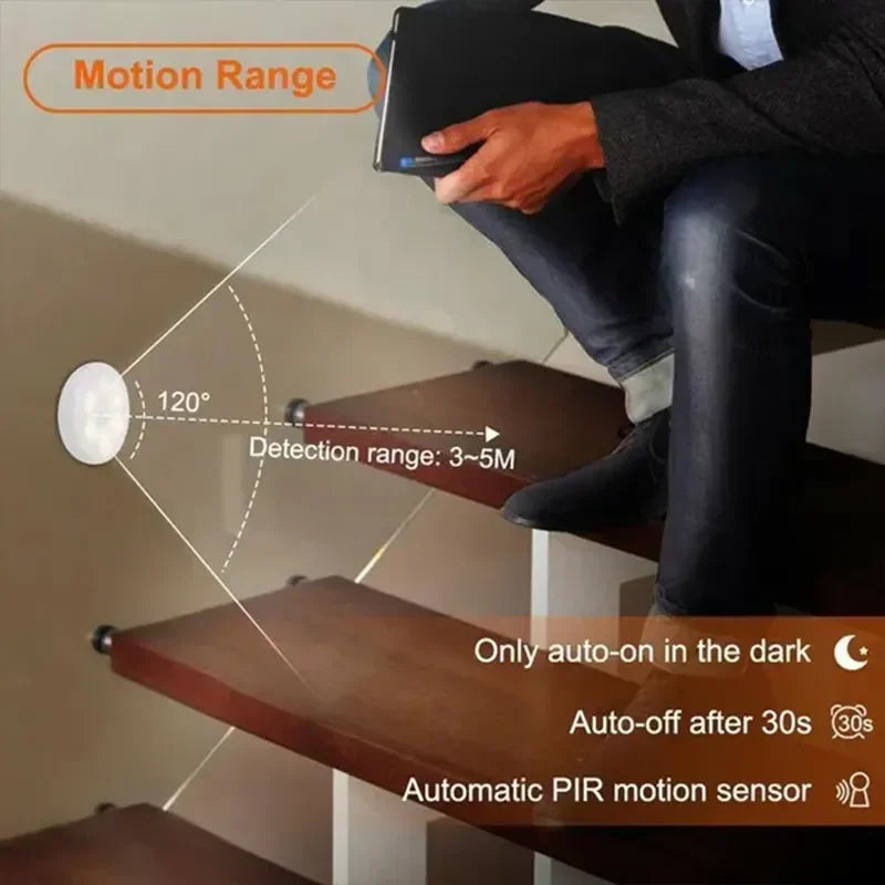 Motion Sensor Night Light — Wireless, Rechargeable, Warm Glow